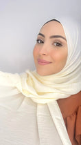 Load image into Gallery viewer, Hijab, chador, velo, turbante, foulard, copricapo, musulmano, islamico, sciarpa,  Hijab crinckle crepe panna
