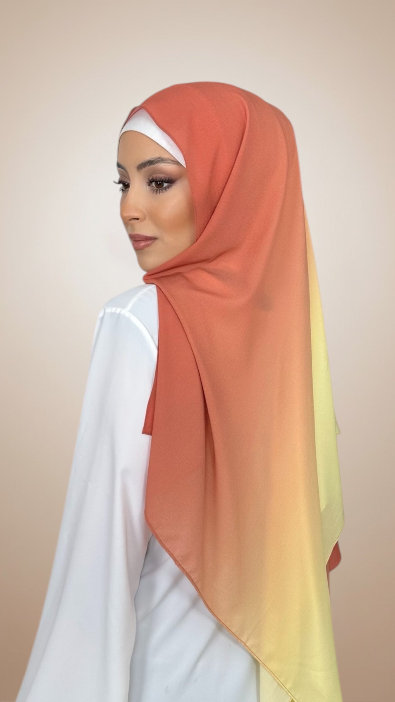 Ombre Flow Hijab Sunset Coral