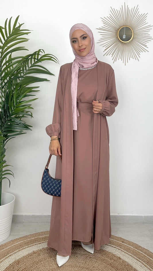 Adamant dress - abaya due pezzi- kimono e abaya- decorazione in collo- Hijab Paradise- Hijab- abito da cerimonia- abito elegante