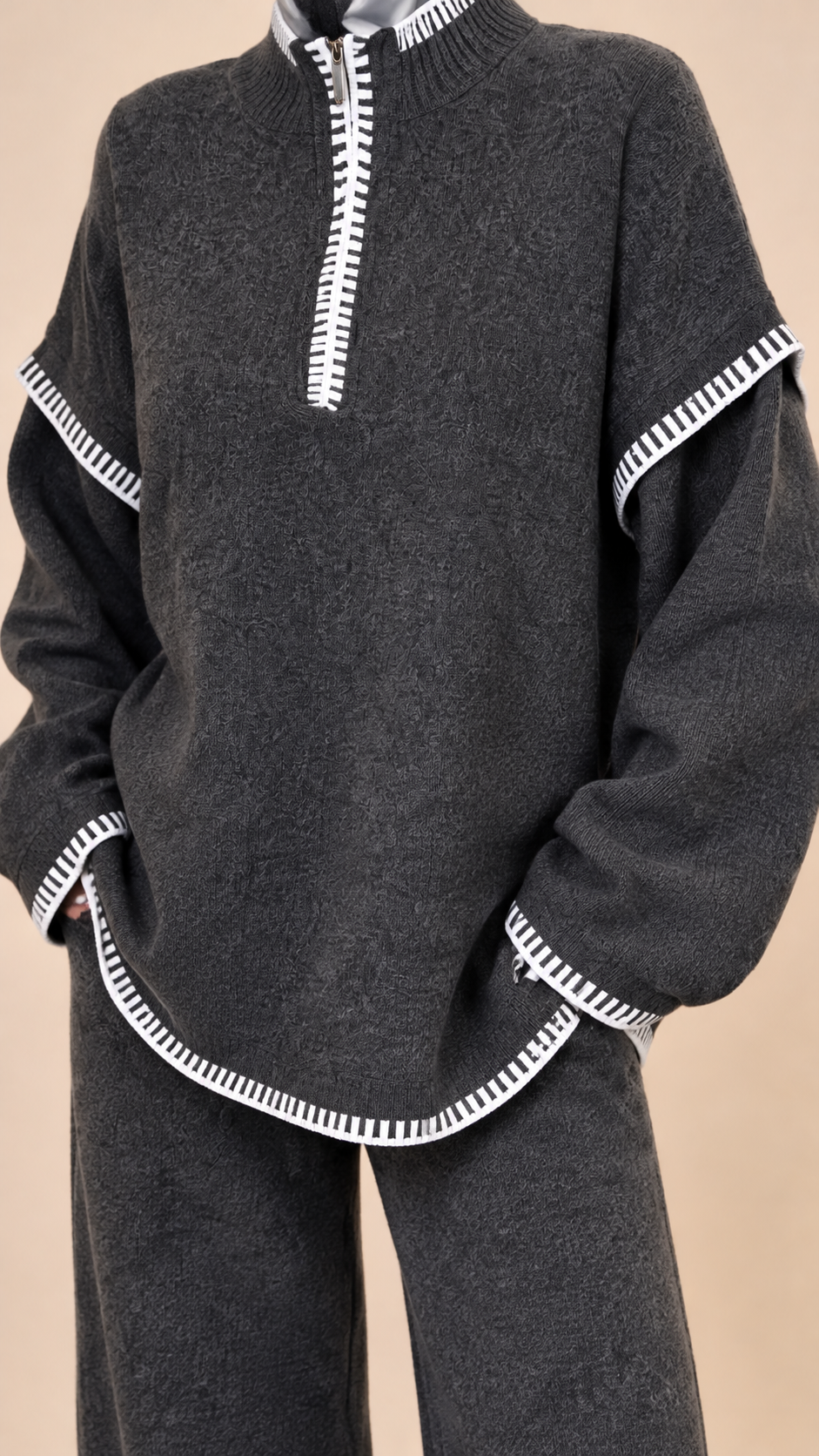 Coordinato Knit Contrast Grigio