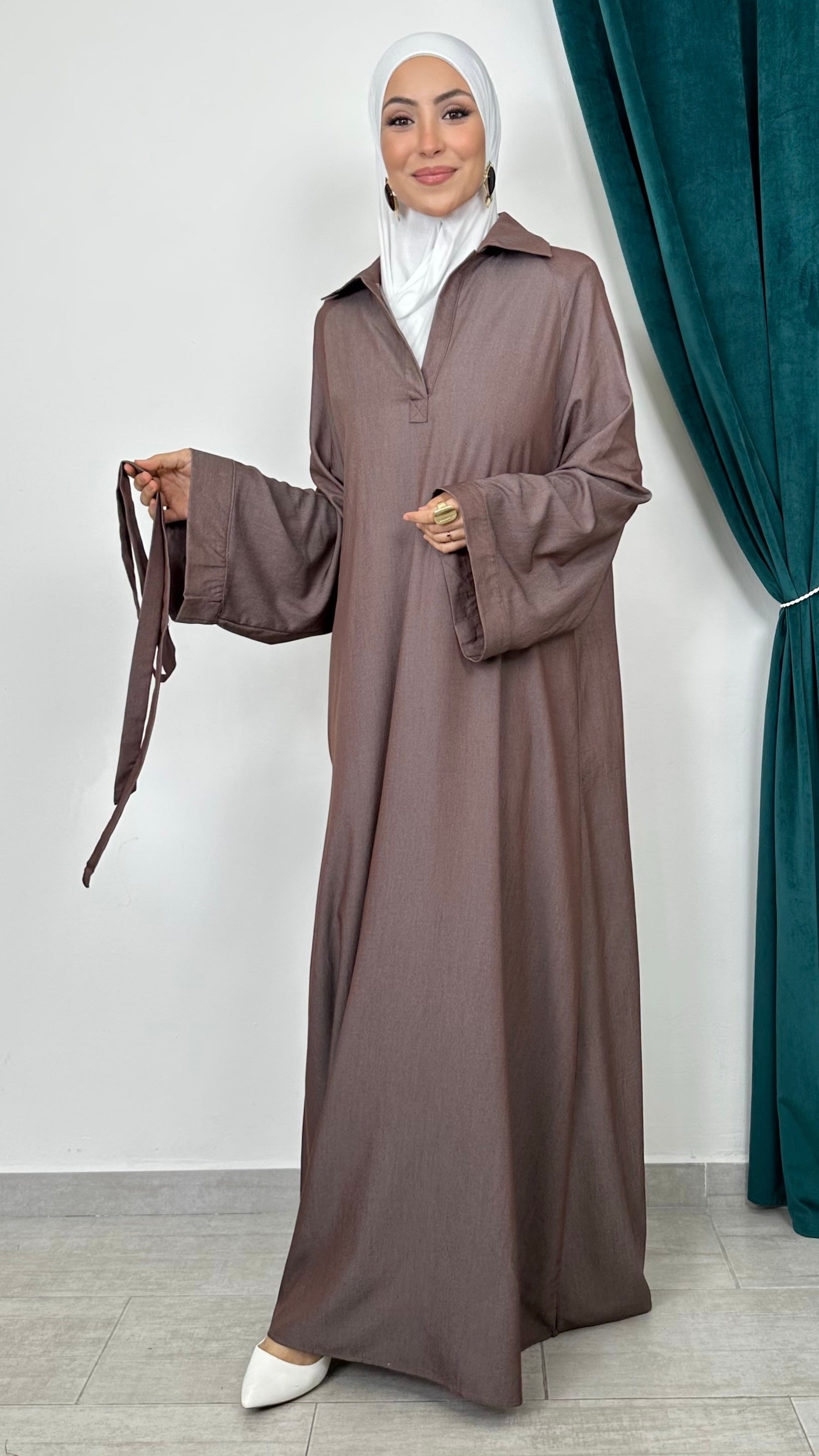 Abito Cocoa Belt Elegance - Hijab Paradise 