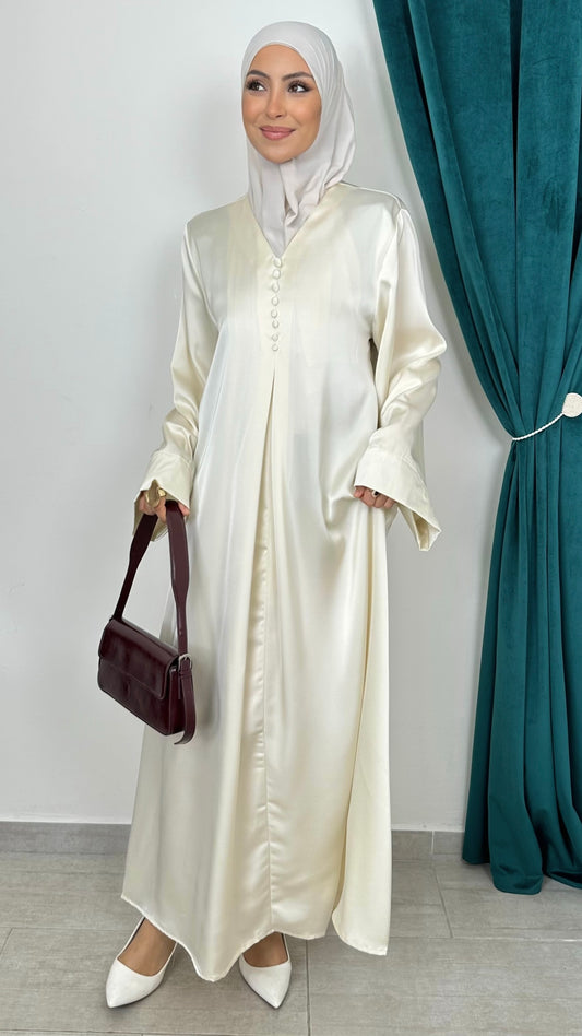 Abaya Satin Bianco panna - Hijab Paradise 