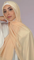 Cargar la imagen en la vista de la galería, Hijab, chador, velo, turbante, foulard, copricapo, musulmano, islamico, sciarpa,  trasparente, chiffon crepe Pesca
