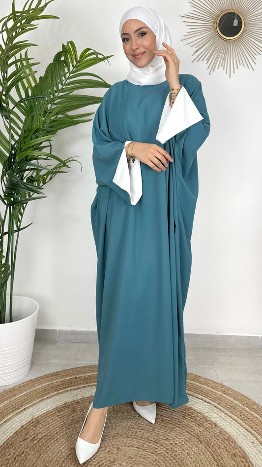 Abaya Bicolore Bleu&amp;Sable