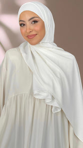 Striped Hijab - Hijab Paradise -Hijab Pronto da mettere - hijab rigato - elastico dietro - donna musulmana - foulard -copricapo- abaya palloncino - sorriso -bianco