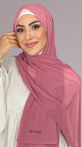 Charger l'image dans la visionneuse de la galerie, Hijab, chador, velo, turbante, foulard, copricapo, musulmano, islamico, sciarpa,  trasparente, chiffon crepe Lampone Pastello

