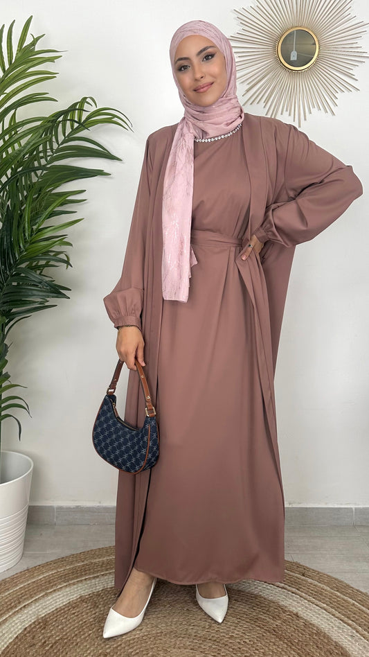 Adamant dress - abaya due pezzi- kimono e abaya- decorazione in collo- Hijab Paradise- Hijab- abito da cerimonia- abito elegante