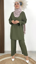 Carica l'immagine nel visualizzatore della galleria, Completo semplice, hijab , tacchi bianchi, Hijab Paradise, donna musulmana, verde militare

