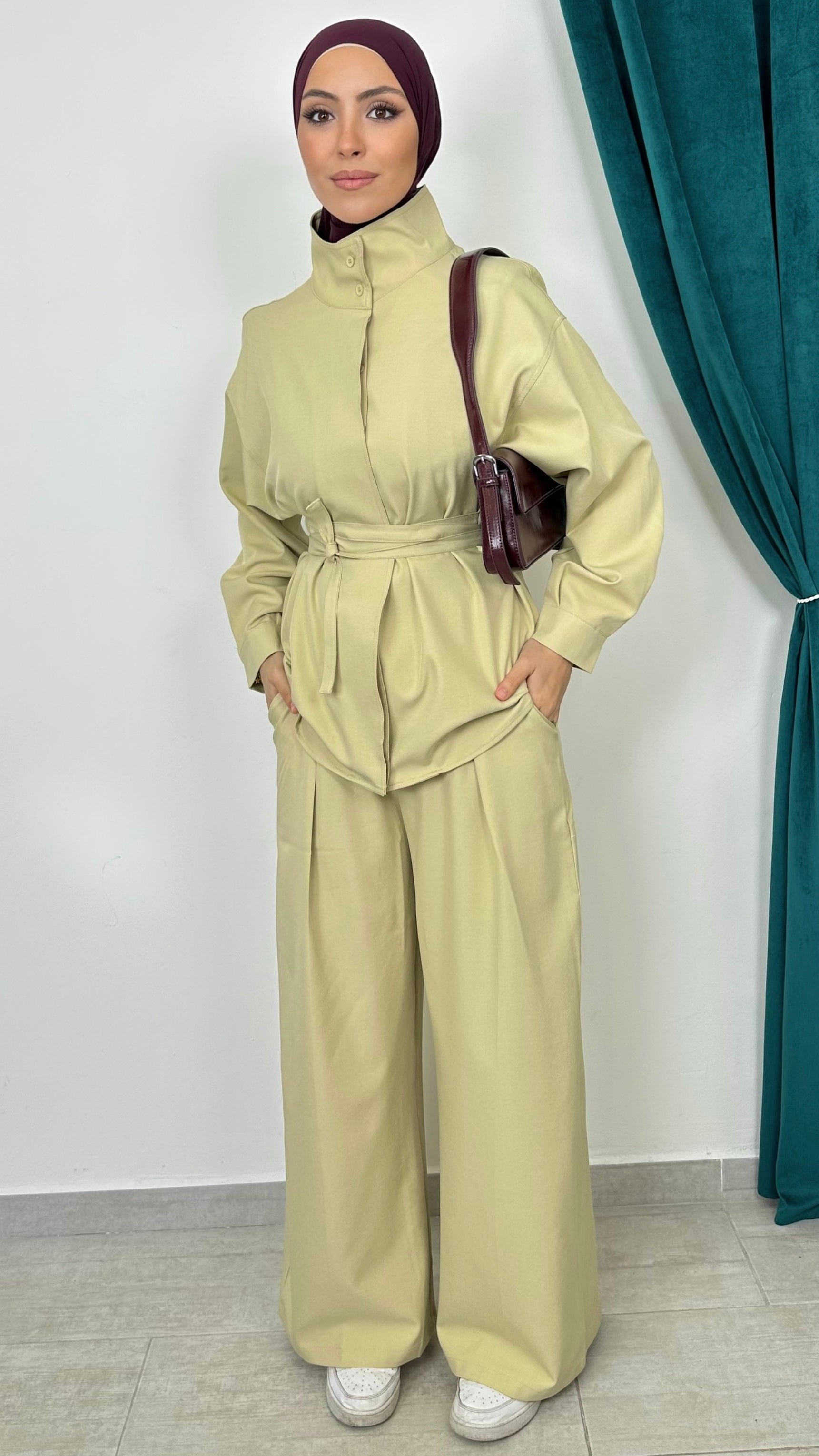 Silk Elegance Set Pistache - Hijab Paradise 