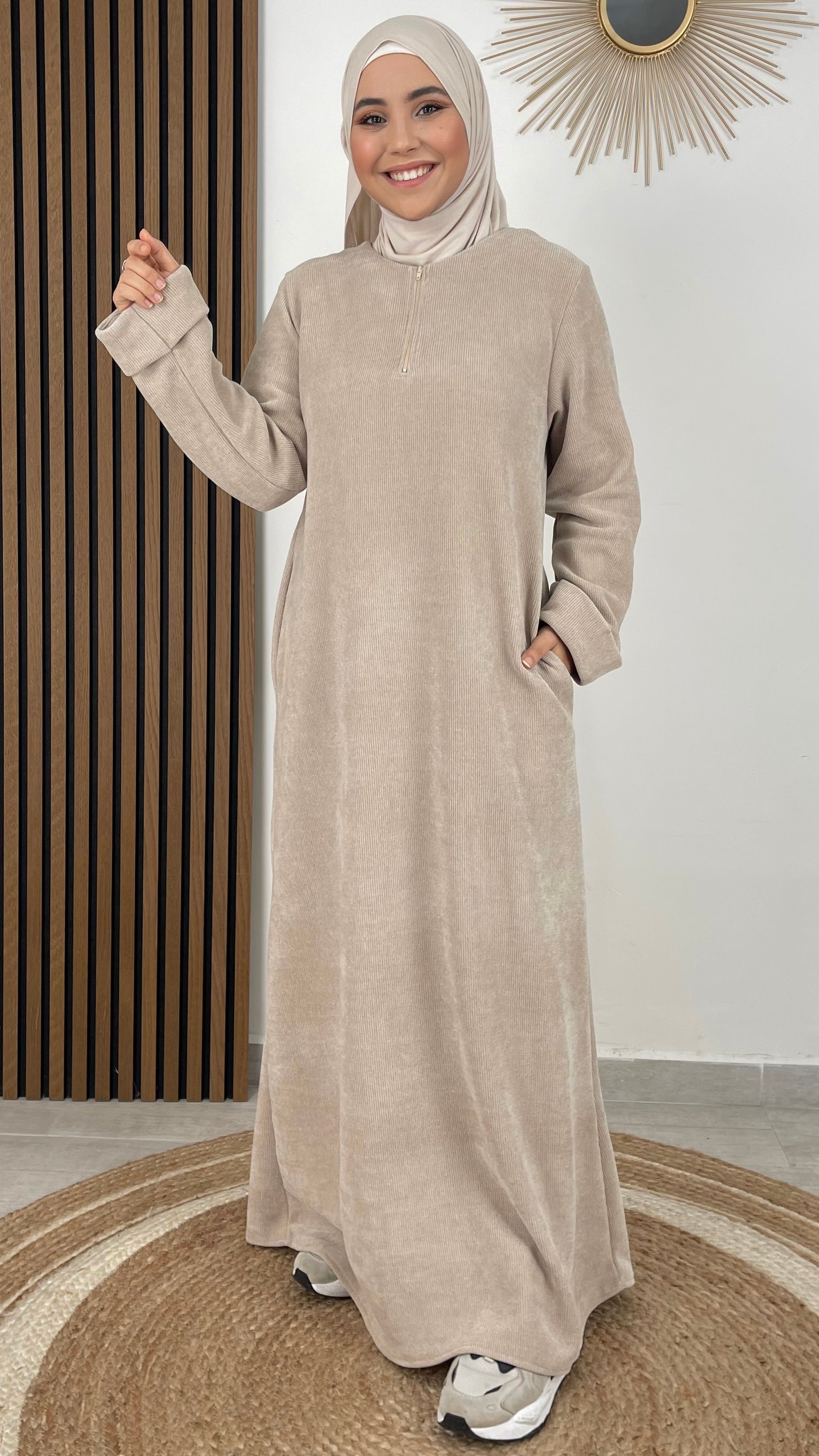 Winter Abaya Mini Zip- hijab paradise- vestito maglione lungo - scarpe - donna musulmana - hijab  - maglione lungo - donna musulmana 