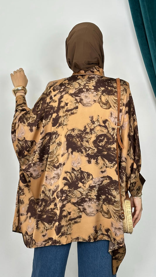 Camicia Oversize Marble Chic camel