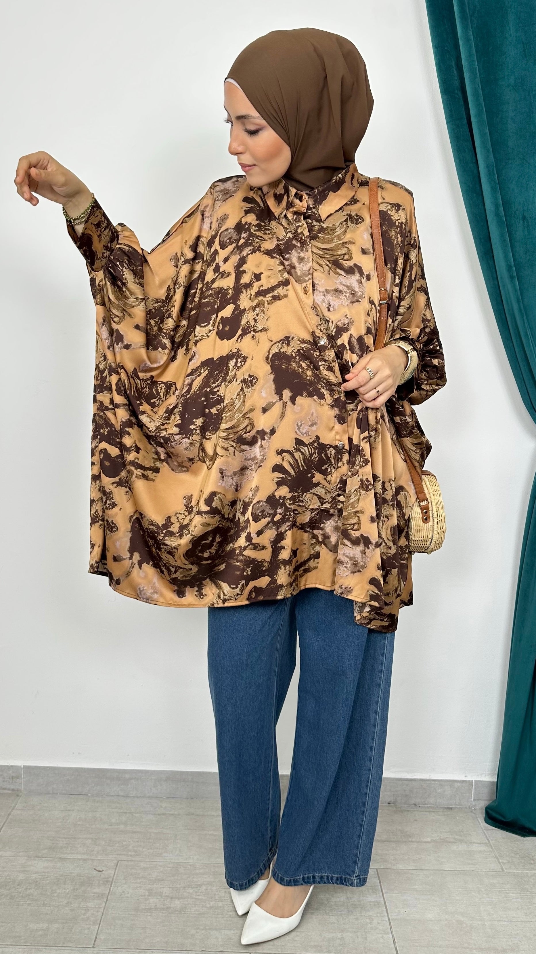 Camicia Oversize Marble Chic camel
