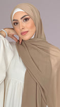 Carica l'immagine nel visualizzatore della galleria, Hijab, chador, velo, turbante, foulard, copricapo, musulmano, islamico, sciarpa,  trasparente, chiffon crepeOlivastro
