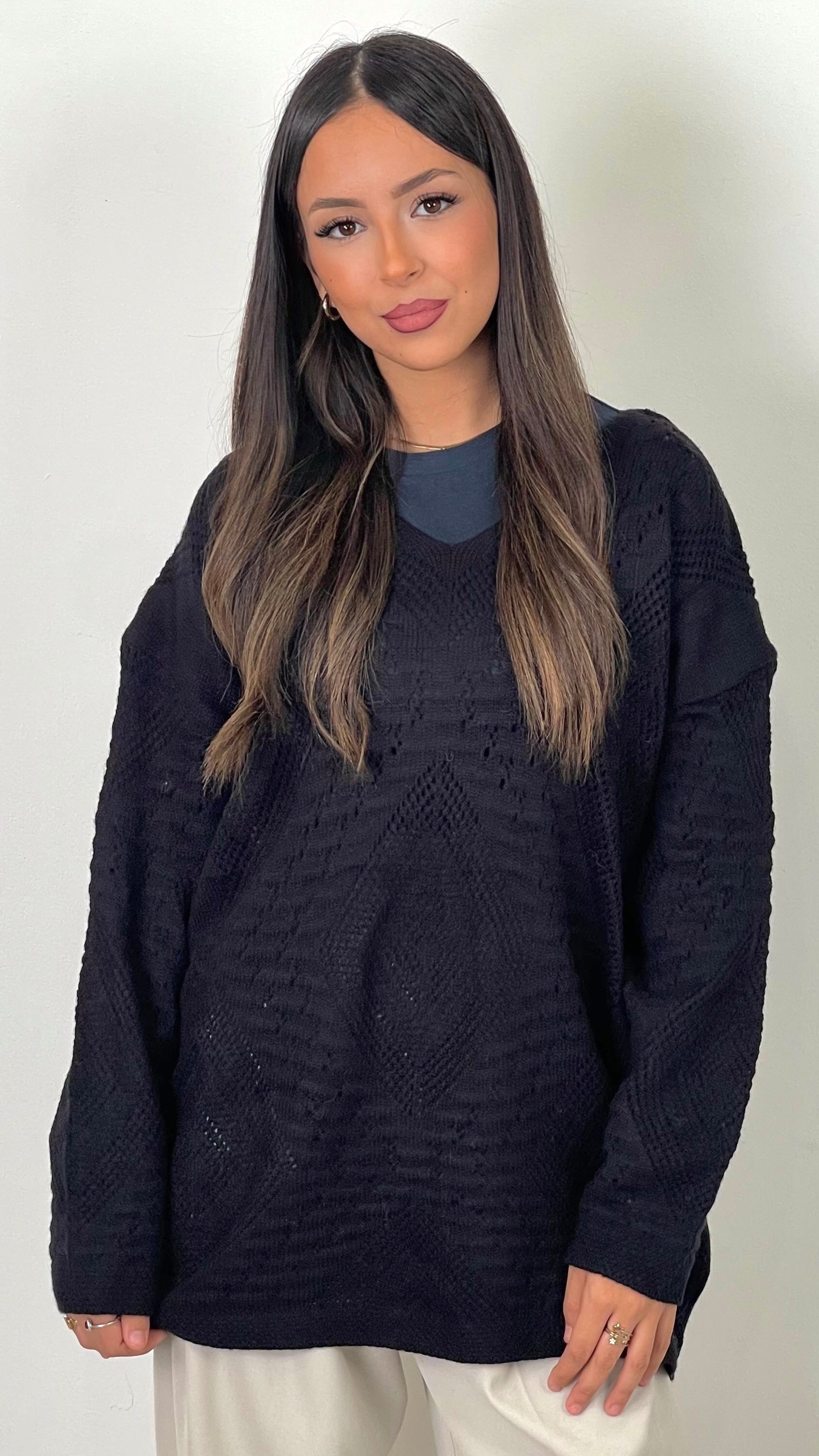 Diamond Knit Sweater – Maglione con Lavorazione Geometrica