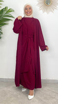 Charger l'image dans la visionneuse de la galerie, Completo abaya bordeaux, completo 3 pezzi, abaya  con Gonna, modest , donna musulmana, laccio in vita, Hijab Paradise 
