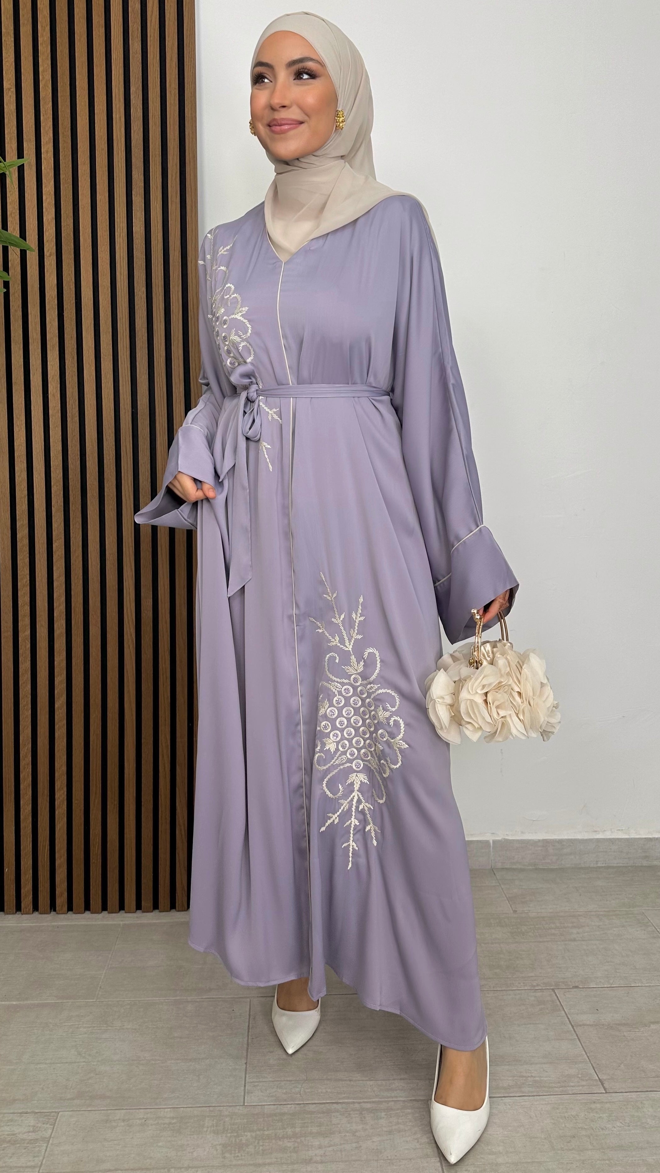 Abaya bicolore marron