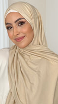 Load image into Gallery viewer, Hijab Jersey Beige DoratoHijab, chador, velo, turbante, foulard, copricapo, musulmano, islamico, sciarpa, 
