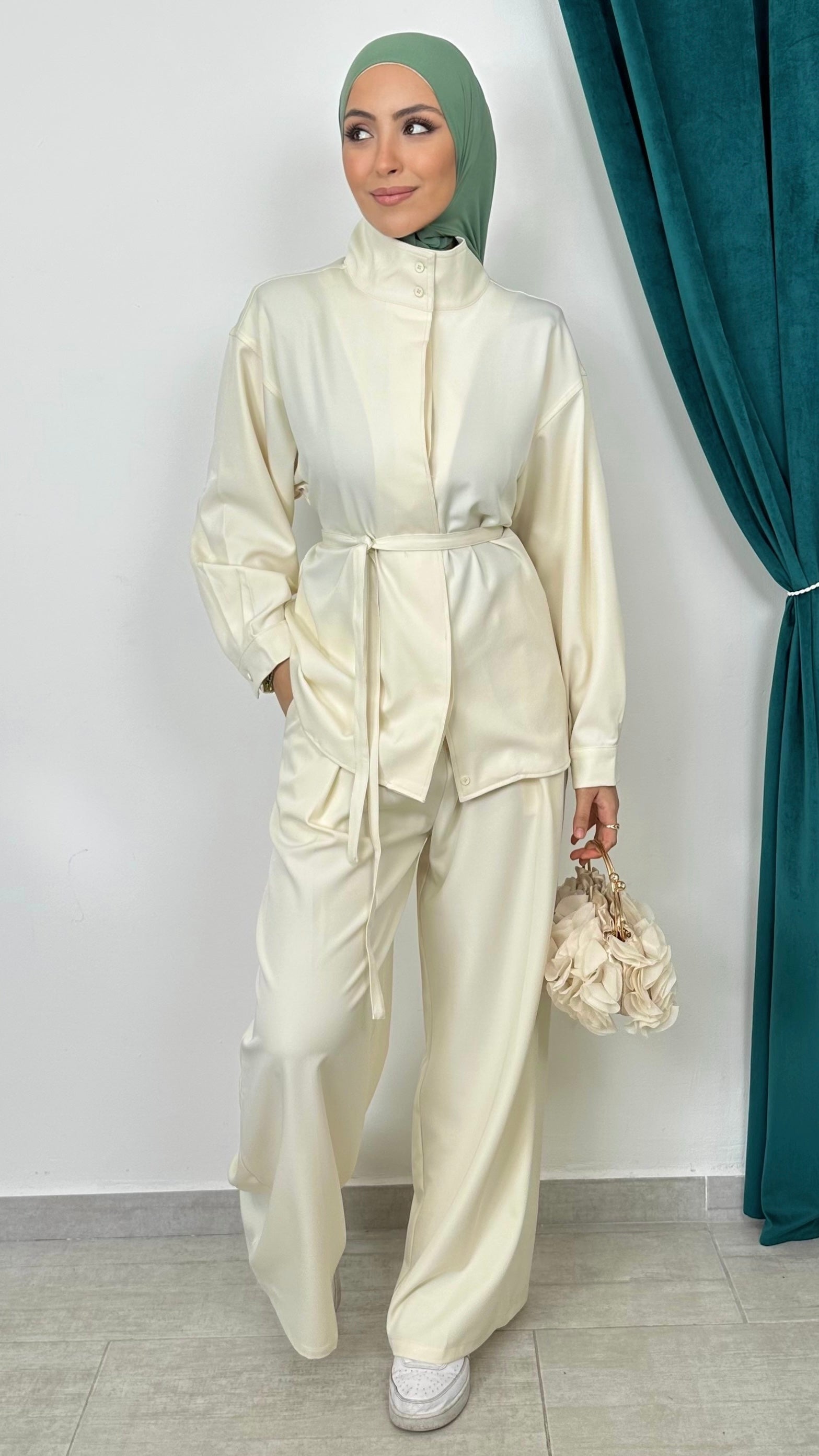 Silk Elegance Set Panna - Hijab Paradise 