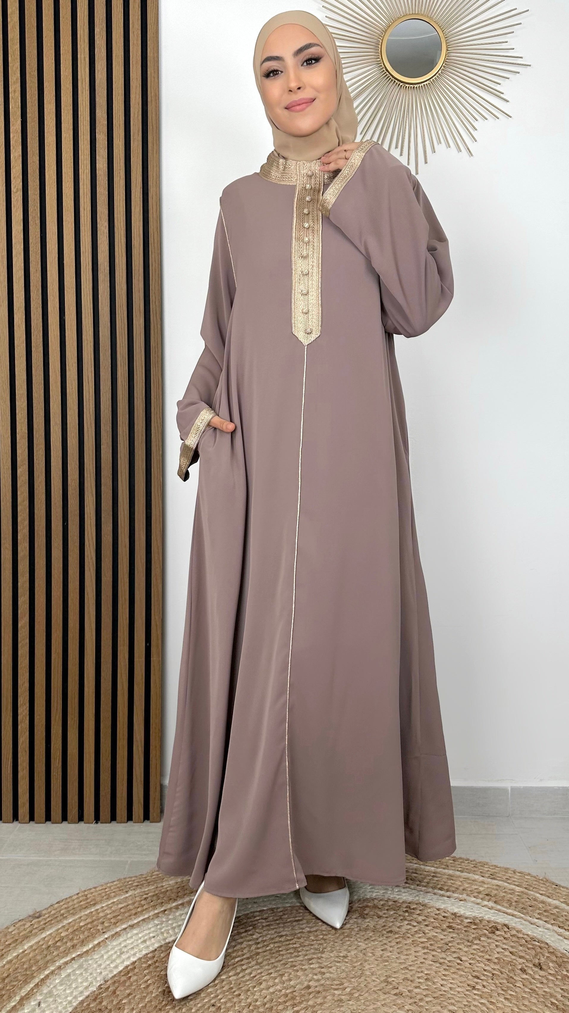 Donna musulmana, Hijab Paradise, vestito elegante, satinato, kaftan, tacchi, velo, Hijab,  vestito stile coreano, 