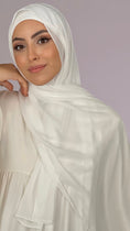 Charger l'image dans la visionneuse de la galerie, Hijab, chador, velo, turbante, foulard, copricapo, musulmano, islamico, sciarpa,  trasparente, chiffon crepe Bianco Panna
