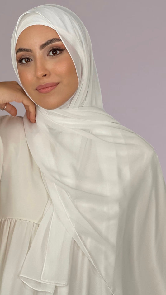 Hijab, chador, velo, turbante, foulard, copricapo, musulmano, islamico, sciarpa,  trasparente, chiffon crepe Bianco Panna
