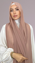 Bild in Galerie-Betrachter laden, Hijab Chiffon Crepe Rosa argento
