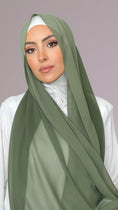 Load image into Gallery viewer, Dark Military Green Crepe Chiffon Hijab
