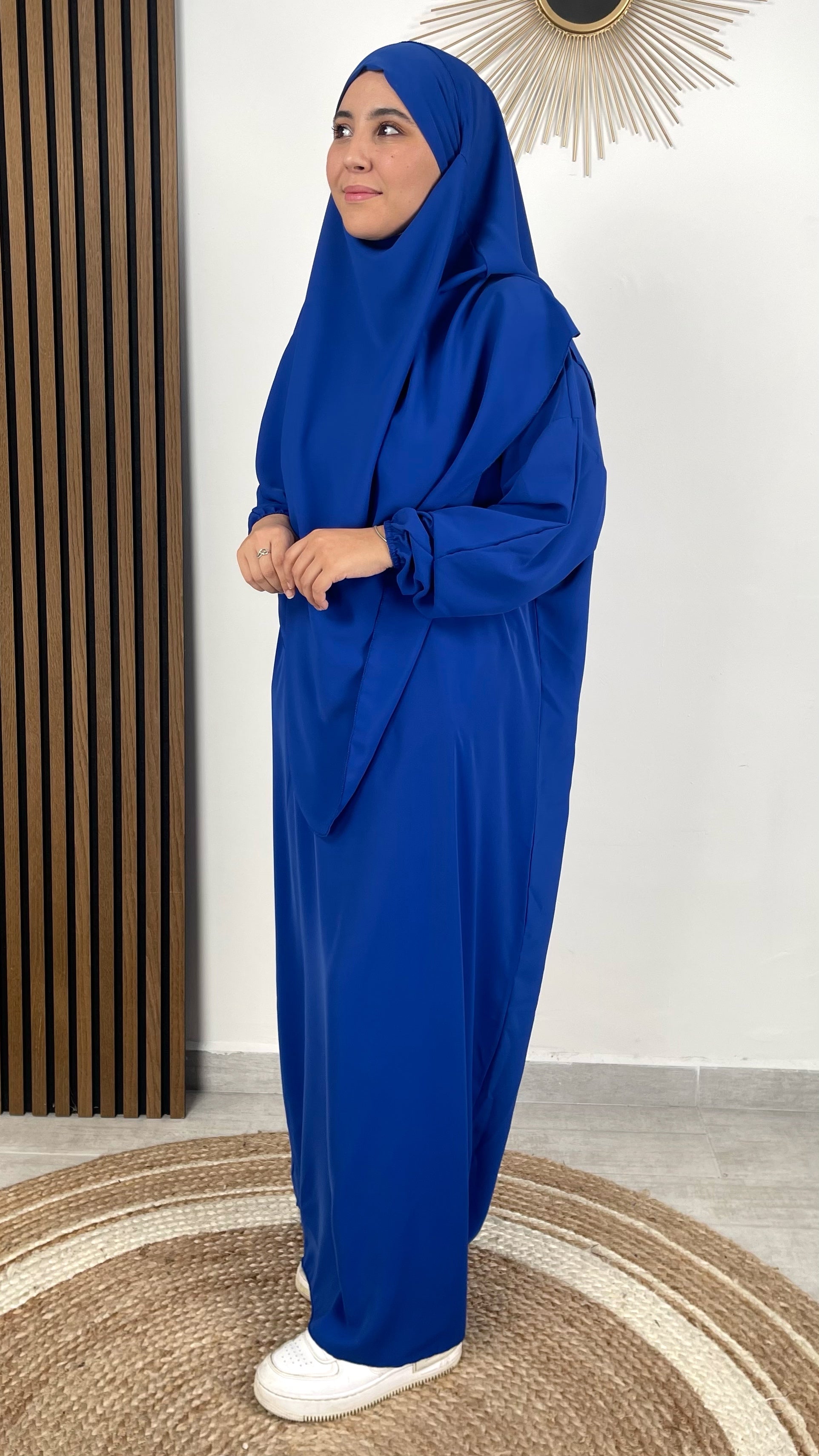 Jilbab, khimar, abaya, sorriso, modest, abito da preghiera, islamico, blu elettrico. Hijab Paradise