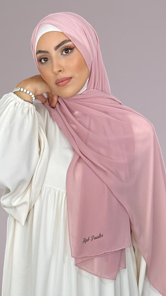 Hijab, chador, velo, turbante, foulard, copricapo, musulmano, islamico, sciarpa,  trasparente, chiffon crepe Rosa Cipria