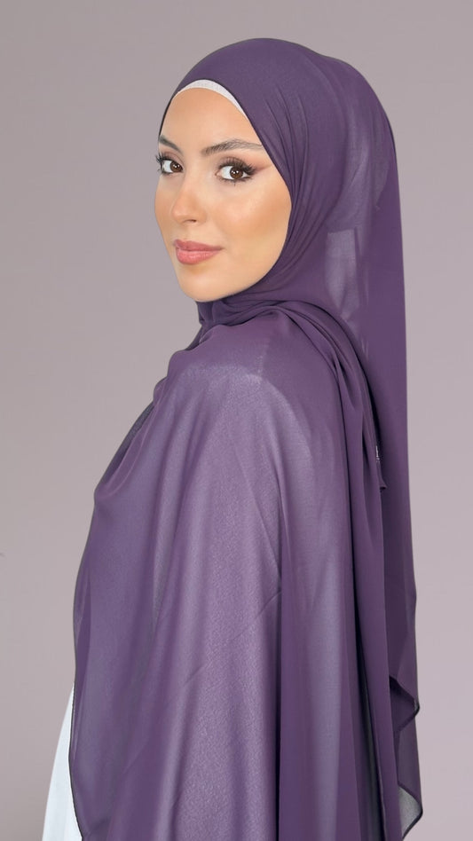 Chiffon crepe Hijab Plum