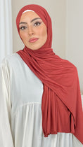 Charger l'image dans la visionneuse de la galerie, Hijab Jersey castagna-orlo Flatlock - Hijab Paradise 
