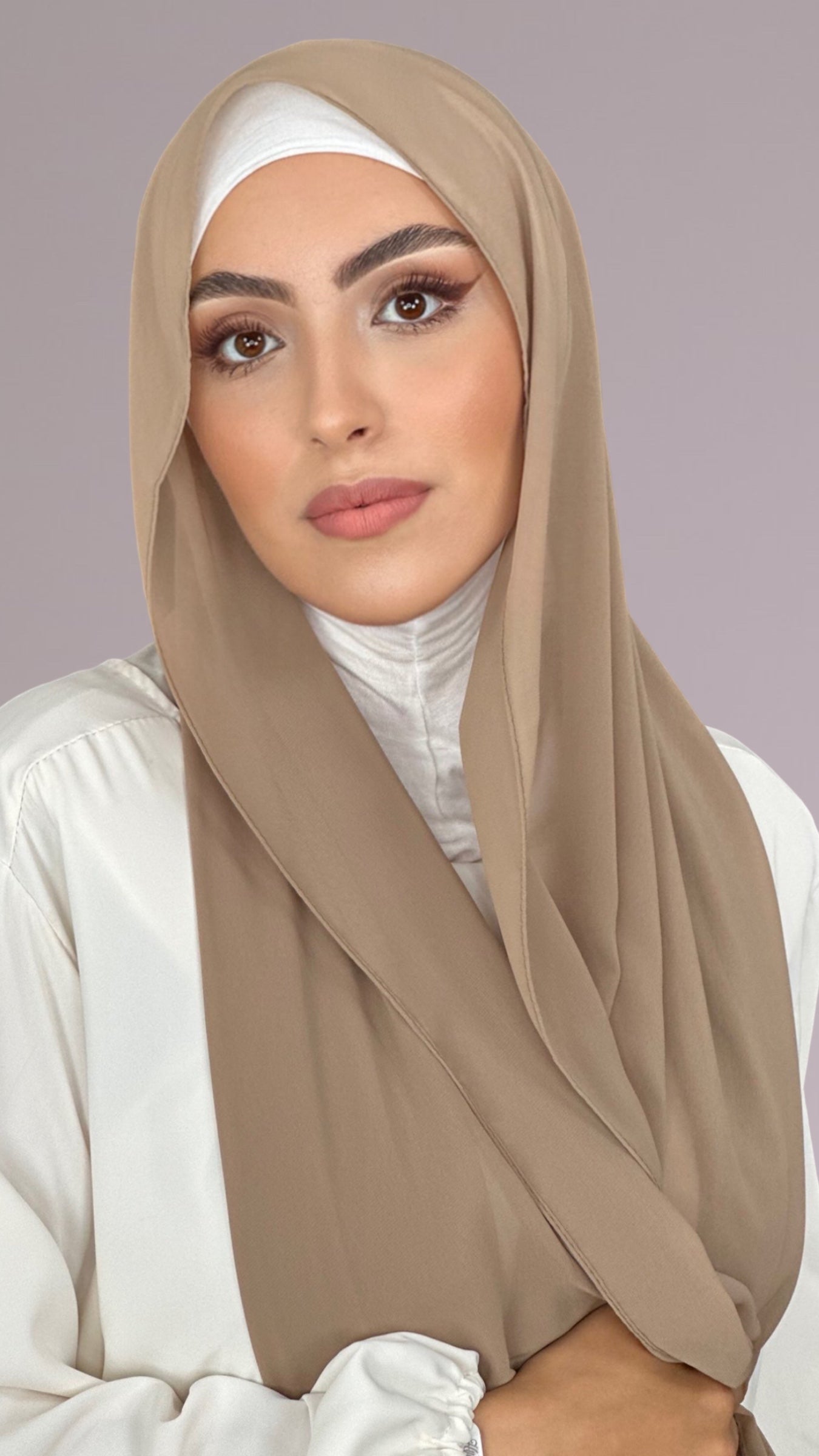 Hijab, chador, velo, turbante, foulard, copricapo, musulmano, islamico, sciarpa,  trasparente, chiffon crepeOlivastro