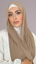 Charger l'image dans la visionneuse de la galerie, Hijab, chador, velo, turbante, foulard, copricapo, musulmano, islamico, sciarpa,  trasparente, chiffon crepeOlivastro
