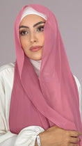 Load image into Gallery viewer, Hijab, chador, velo, turbante, foulard, copricapo, musulmano, islamico, sciarpa,  trasparente, chiffon crepe Lampone Pastello
