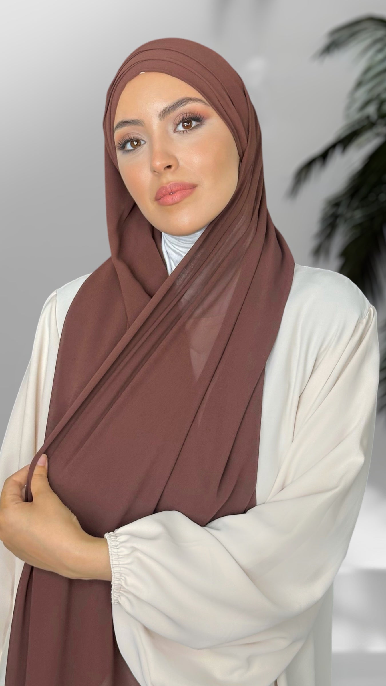 Quick hijab marrone - Hijab- foulard-pronto da mettere- cuffia in viscosa- marrone-  incrociato- hijab paradise