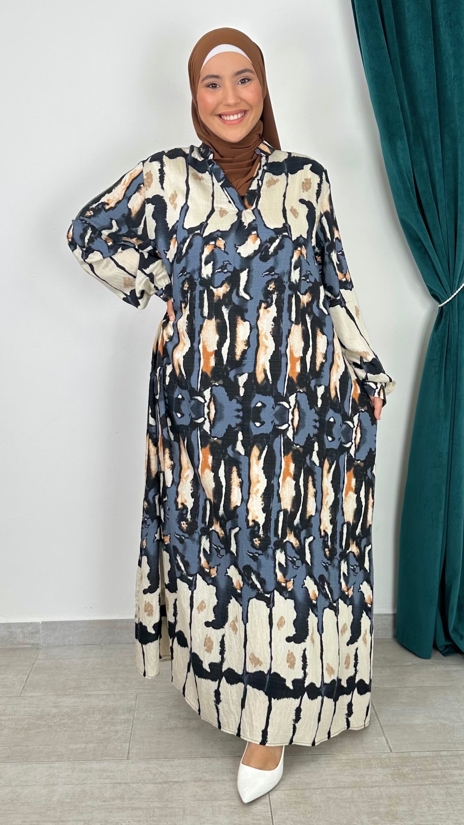 Vestito lungo con Stampa Astratta