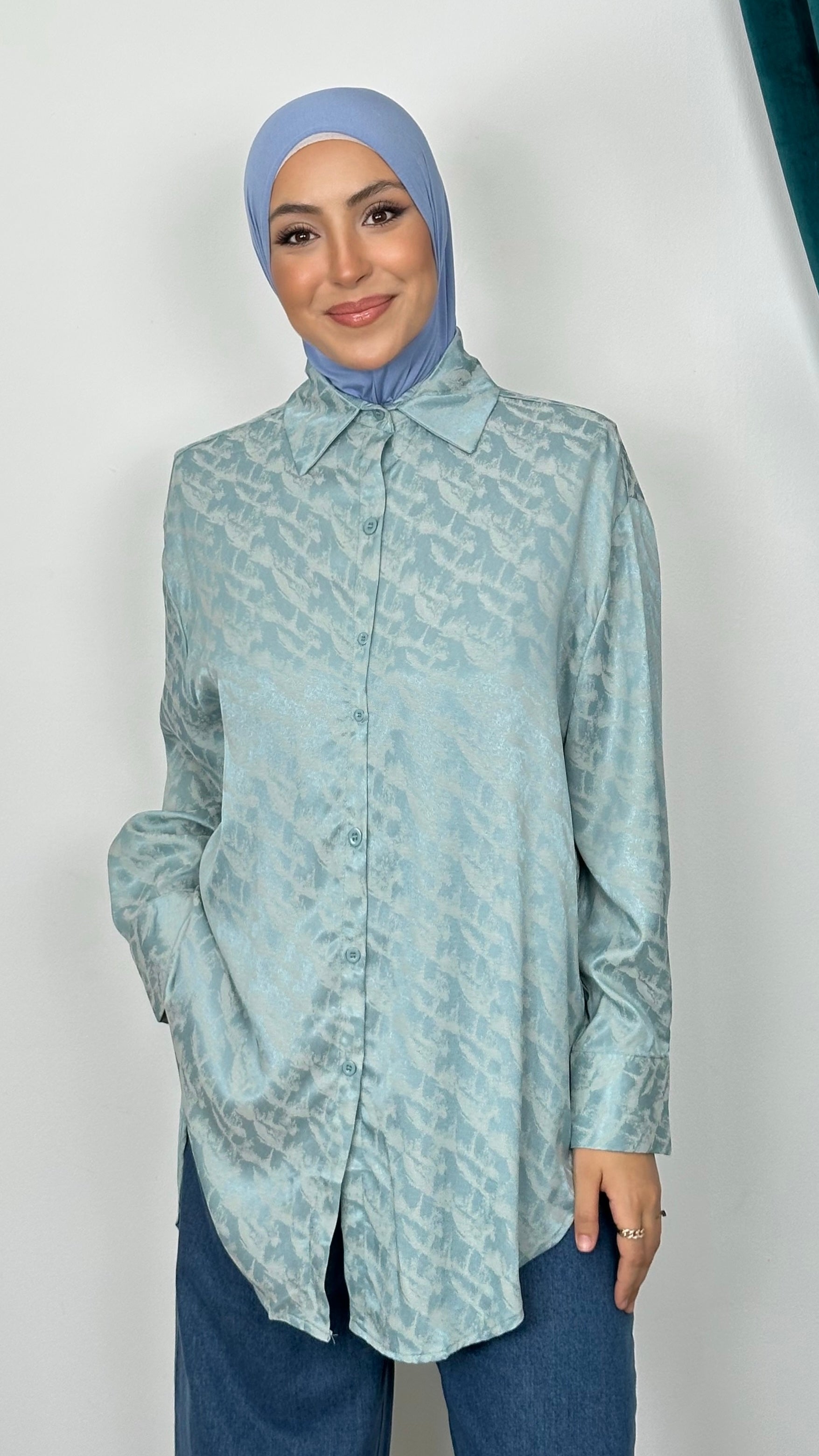 Camicia Satin Glow verde acqua