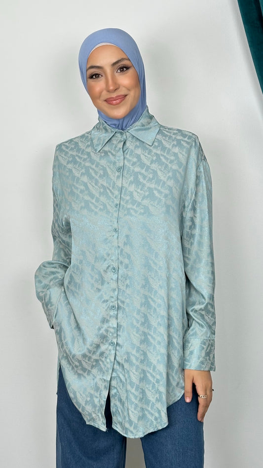 Camicia Satin Glow verde acqua