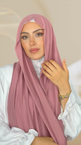 Cargar la imagen en la vista de la galería, Hijab Jersey Rosa -orlo Flatlock
