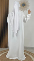 Carica l'immagine nel visualizzatore della galleria, Abaya White Zip- Hijab Paradise- abaya per umra e hajj - zip davanti - abaya per il pellegrinaggio - hijab - abaya lunga- semplice
