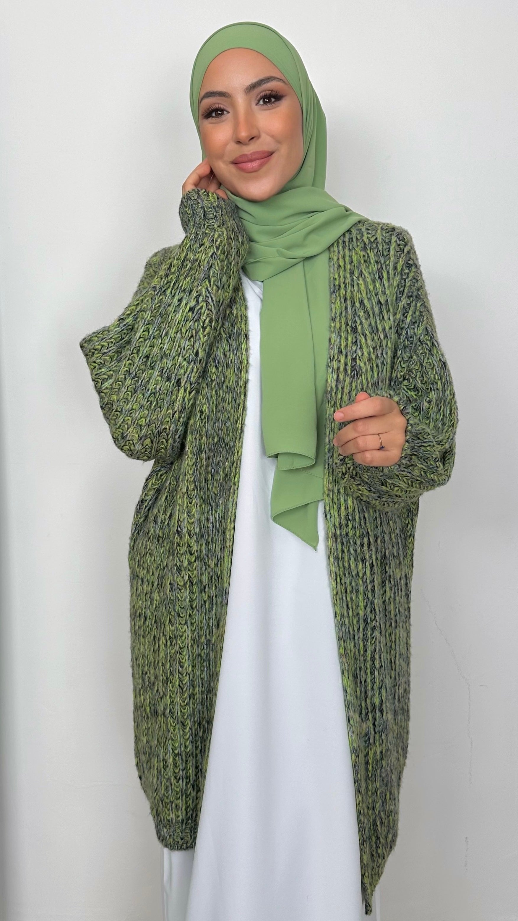 Cardigan Manica a Palloncino Green