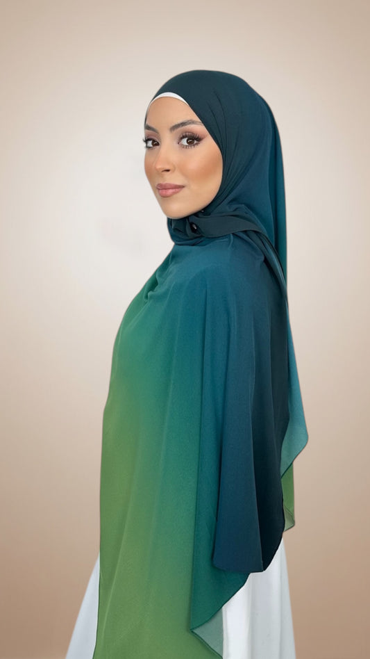 Ombre Flow Hijab Emerald Tide