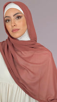 Cargar la imagen en la vista de la galería, Hijab, chador, velo, turbante, foulard, copricapo, musulmano, islamico, sciarpa,  trasparente, chiffon crepe Cyprus Amber
