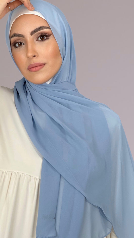 Hijab Chiffon Crepe Azzurro Pastello