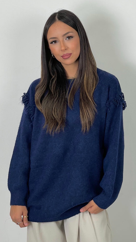 Fringe Detail Sweater – Maglione con Dettaglio a Frange