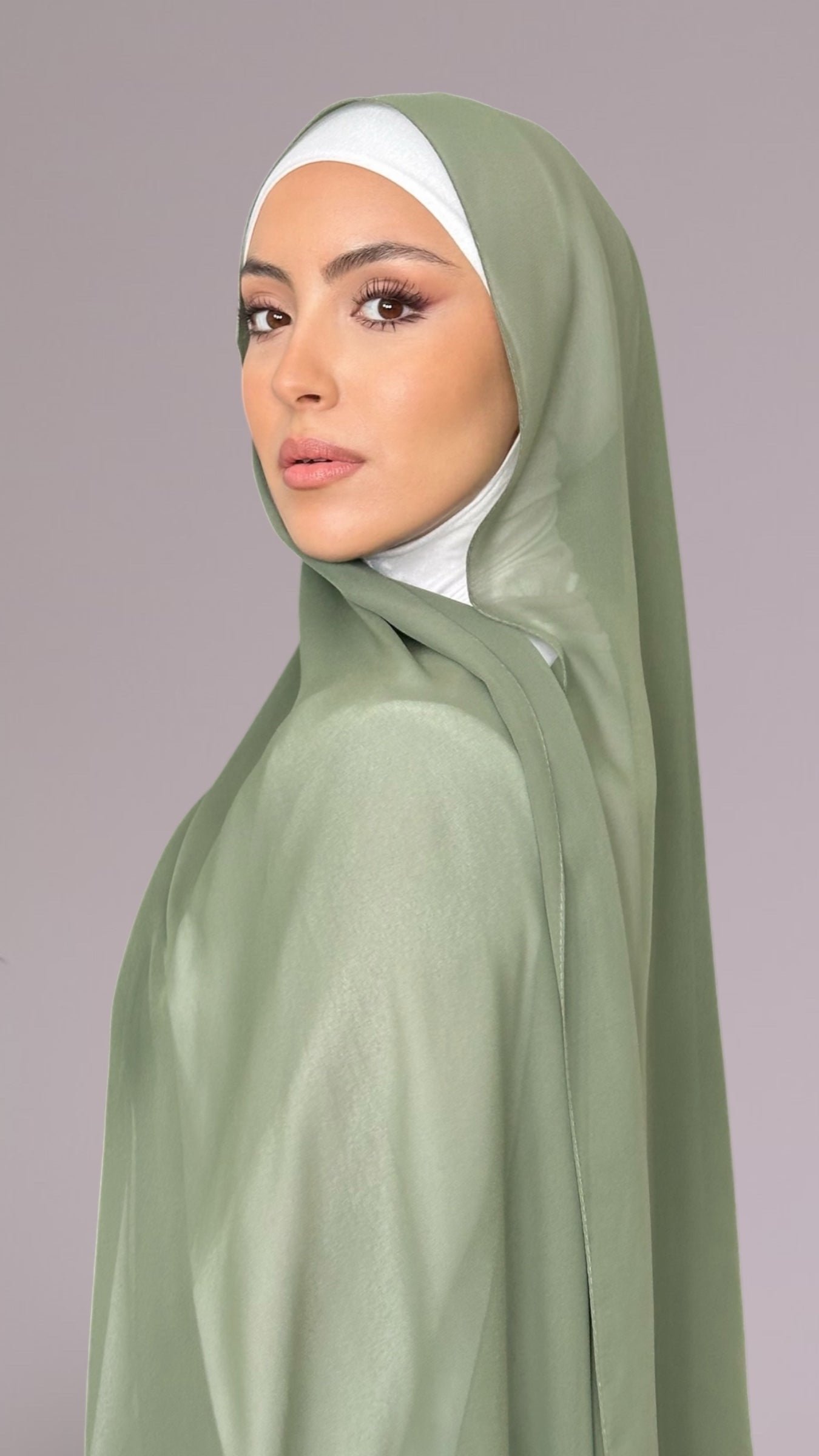 Dark Military Green Crepe Chiffon Hijab