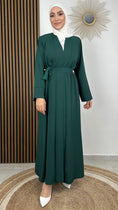 Carica l'immagine nel visualizzatore della galleria, Kimono, aperto, tinta unita, Hijab Paradise, cintura in vita, maniche larghe, vestito islamico, vestito modest,  verde
