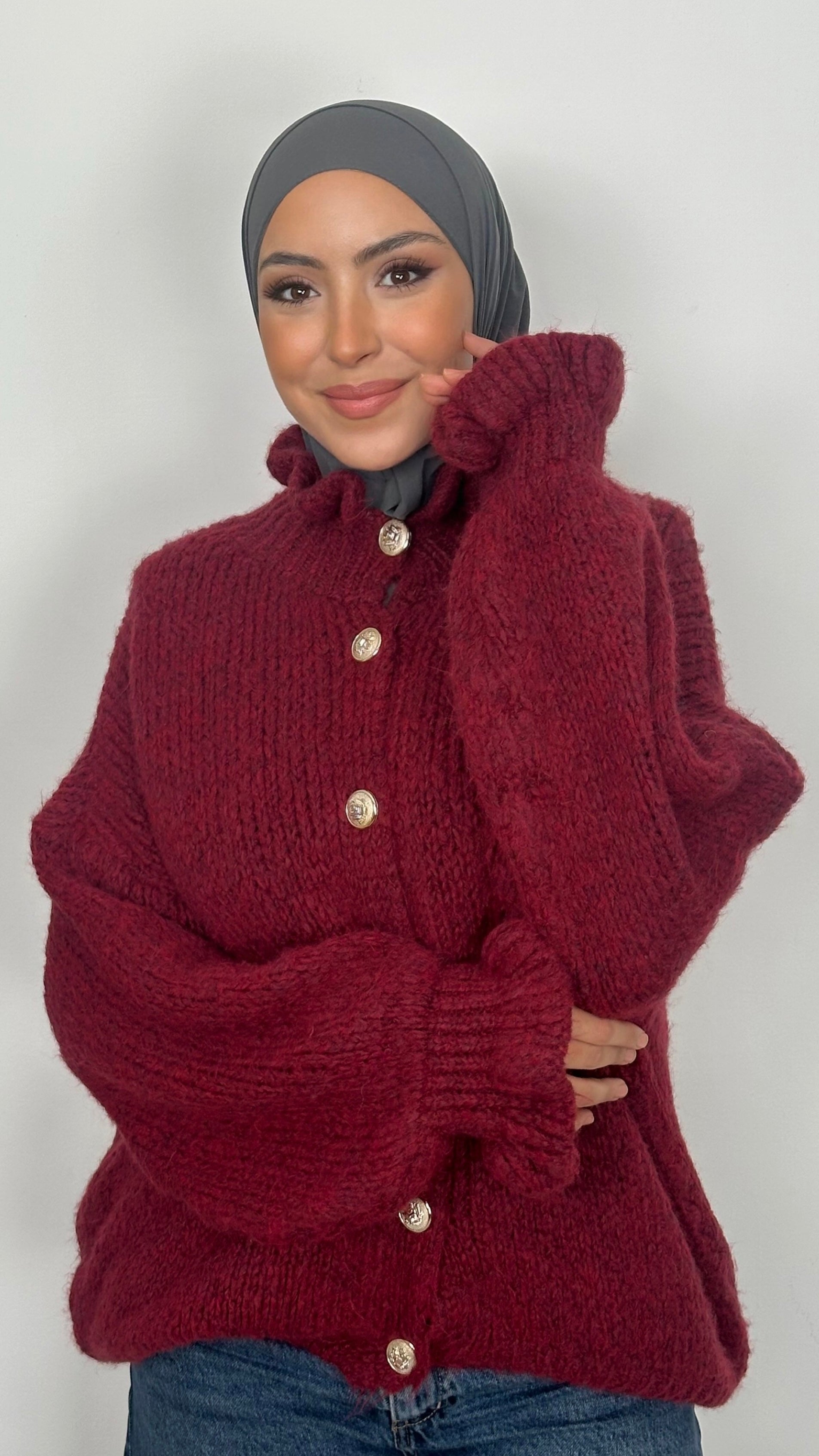 Cardigan Collo Alto Bordeaux