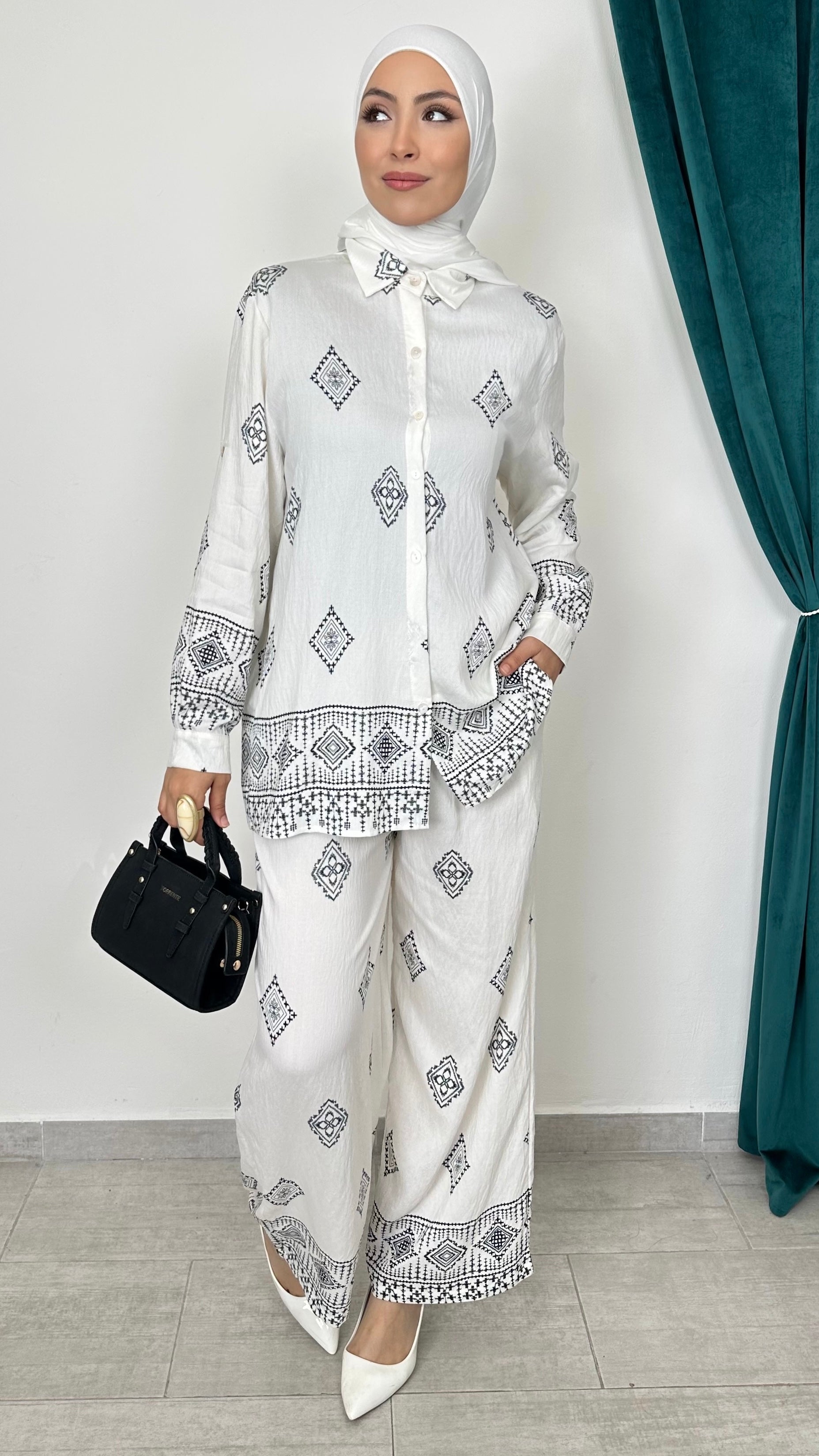 Embroidered Set Bianco - Hijab Paradise 
