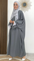 Charger l'image dans la visionneuse de la galerie, Donna musulmama, abito lungo,abaya, abaya bicolour, grigio, Hijab Paradise
